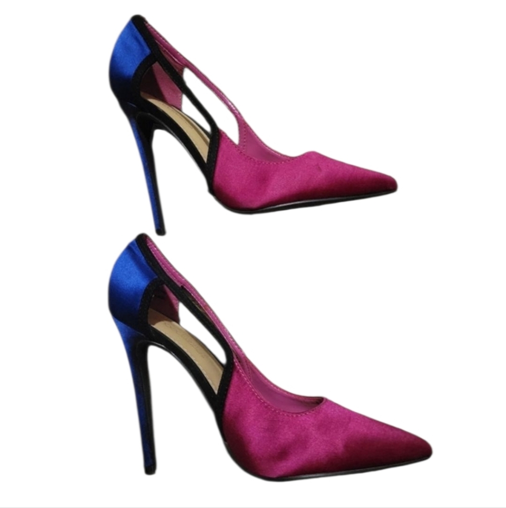 SHOEDAZZLE Stiletto Slingback Heels Pink And Blue Size 7.5